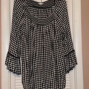 Terra & Sky Black and White Gingham Blouse